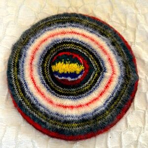 Vintage Andrew Stewart Multicolor Wool Beret with pom